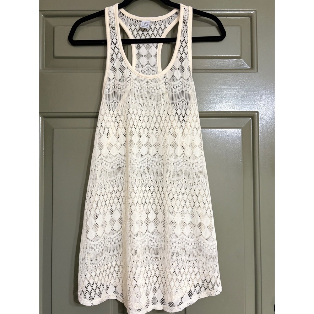 Empyre | Lace Racerback Crochet Tank Top / coverup | Large || Cream|